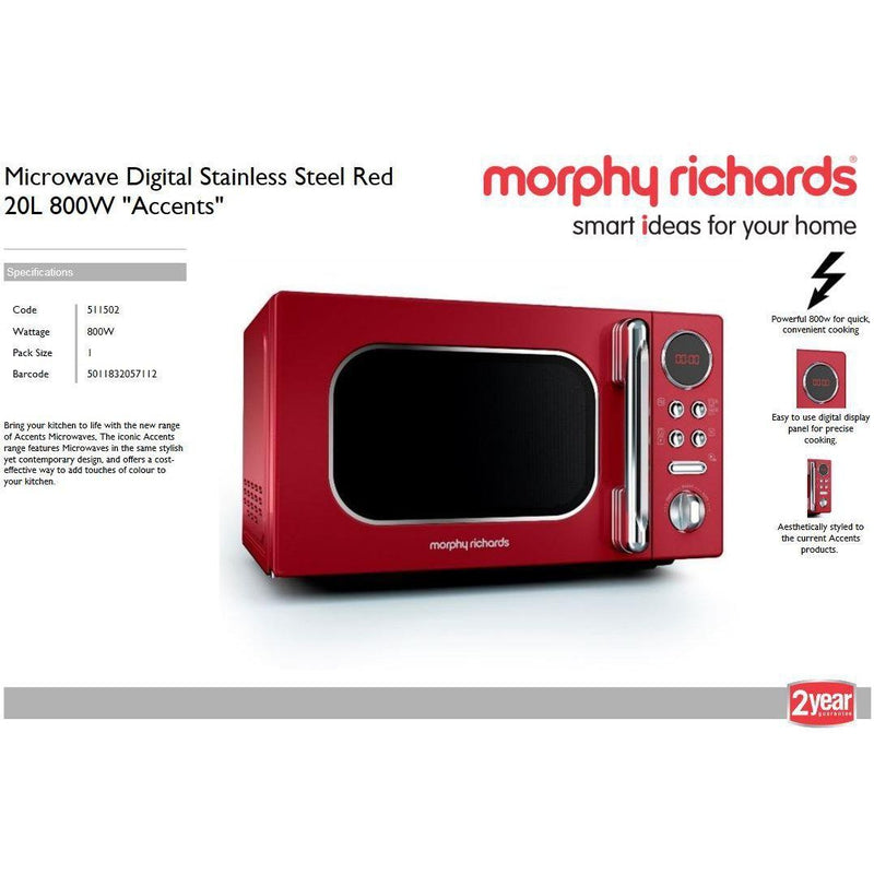 Buy-Morphy Richards Microwave Digital Stainless Steel Red 20L 800W "Accents"-Online-in South Africa-on Zalemart