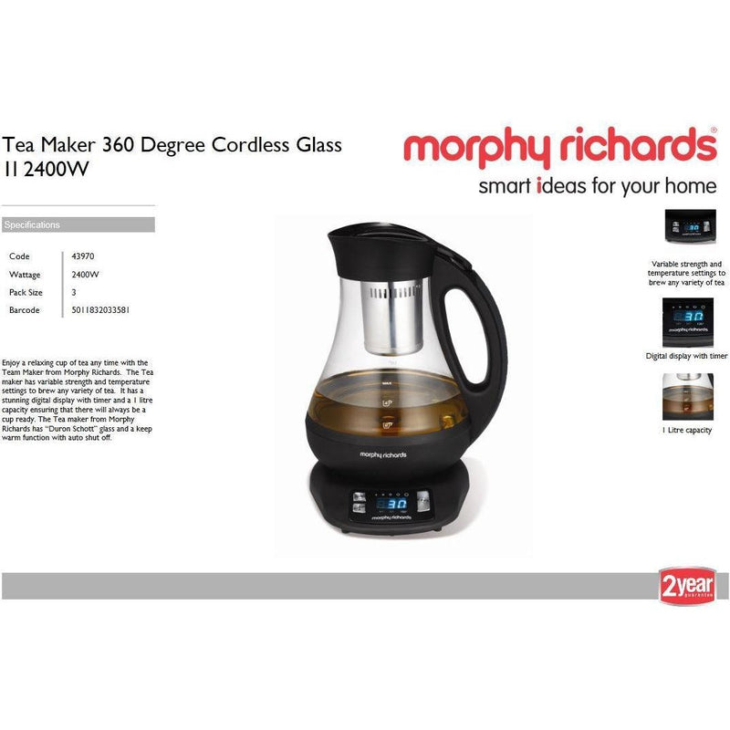 Buy-Morphy Richards Tea Maker 360 Degree Cordless Glass 1L 2400W-Online-in South Africa-on Zalemart