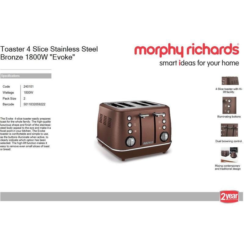 Buy-Morphy Richards Toaster 4 Slice Stainless Steel Bronze 1800W "Evoke"-Online-in South Africa-on Zalemart