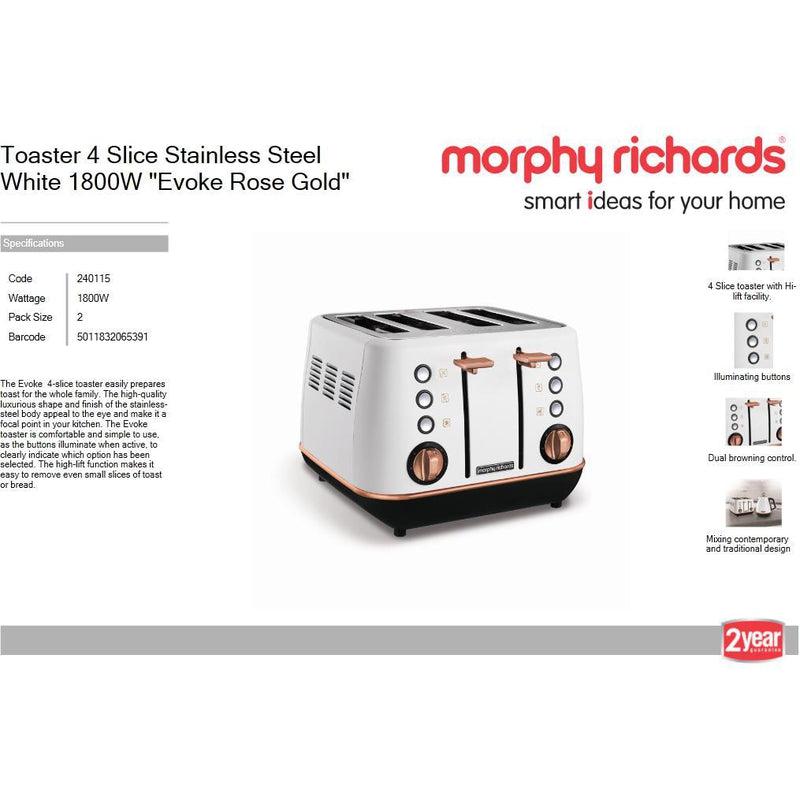Buy-Morphy Richards Toaster 4 Slice Stainless Steel White 1800W "Evoke Rose Gold"-Online-in South Africa-on Zalemart