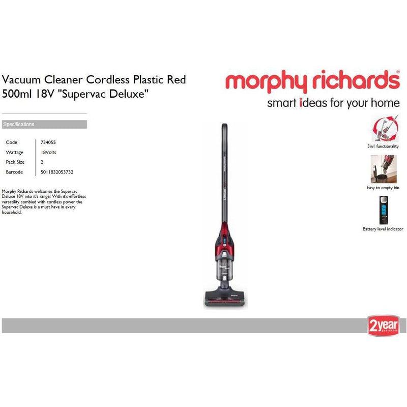 Buy-Morphy Richards Vacuum Cleaner Cordless Plastic Red 500ml 18V "Supervac Deluxe"-Online-in South Africa-on Zalemart