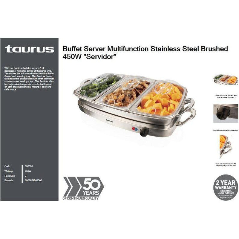 Buy-Taurus Buffet Server Multifunction Stainless Steel Brushed 450W "Servidor"-Online-in South Africa-on Zalemart