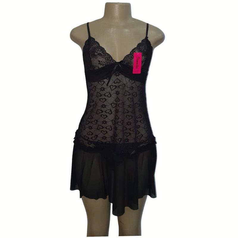 Buy-Women's Lace Chemise and G-String Set-Black-S/M-Online-in South Africa-on Zalemart