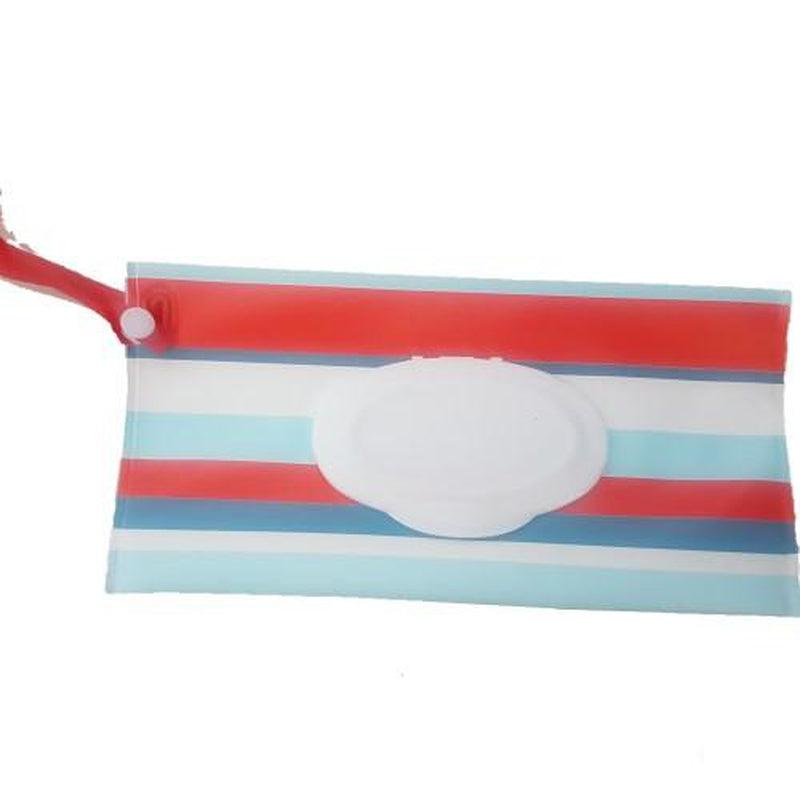 Reusable Wet Wipes Pouch - Red & Blue Stripes
