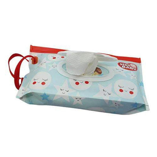 Reusable Wet Wipes Pouch - Light Blue Stars and Moon - Zalemart